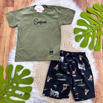 Conj. Camiseta Safari e Bermuda - Verde Musgo